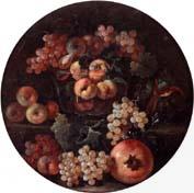 unknow artist A still life of peaches and plums in a glass bowl,grapes,a melon and a pomegranate China oil painting art